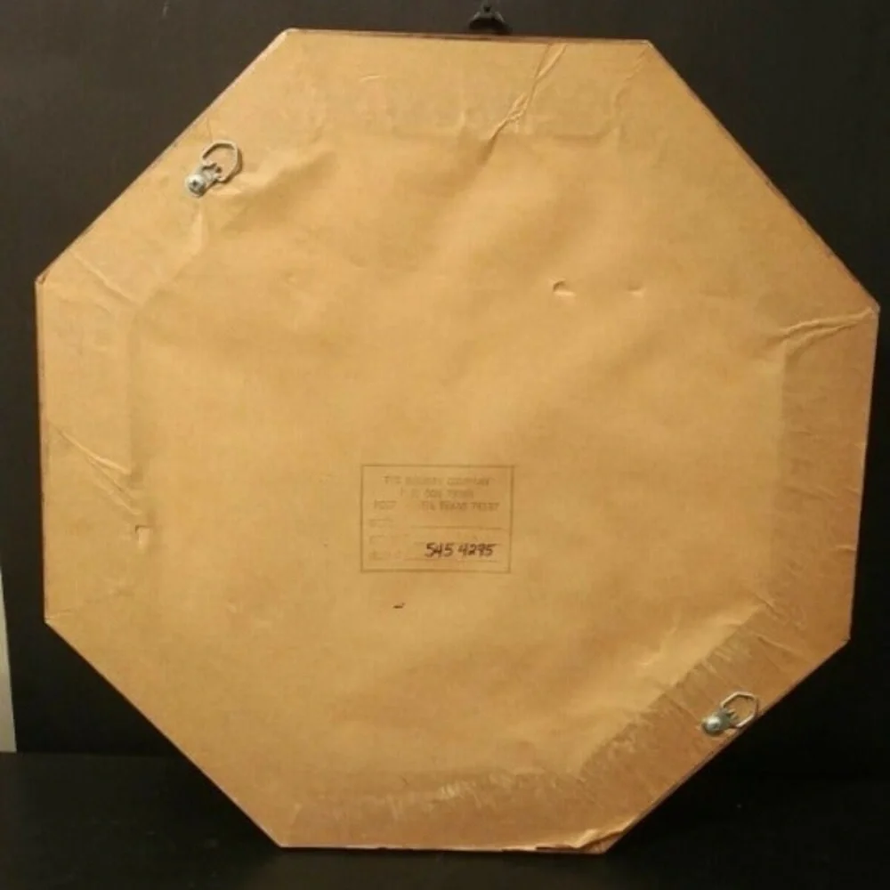 Vtg BOMBAY Octagonal Gilded Wooden Ornate Mirror Wall Hanging 17”